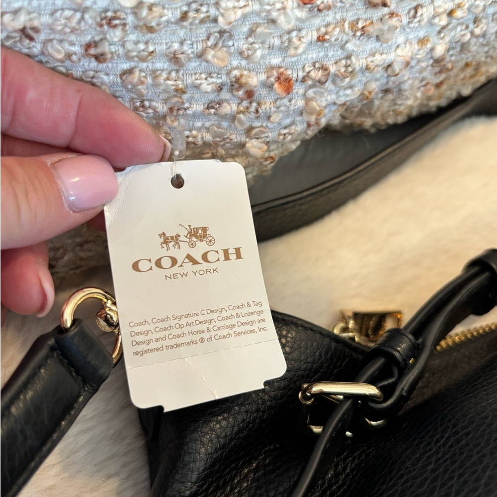 Coach “Celeste” Black Pebbled Leather Shoulder Bag with Gold Hardware - Picture 8 of 13